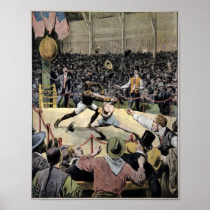 Vintage-Illustration des Kampfes von Johnson Jeffr Poster