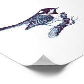 Vintage Illustration des Niedlichen Blauen Vogels Poster (Ecke)