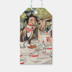 Vintage-Illustration des Teepartys des verrückten  Geschenkanhänger