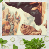 Vintage Illustration des tibetischen Mastiffs Geschirrtuch (Gefaltet)