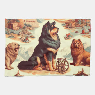 Vintage Illustration des tibetischen Mastiffs Geschirrtuch