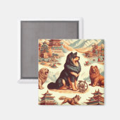 Vintage Illustration des tibetischen Mastiffs Magnet (Vorderseite/Rückseite)