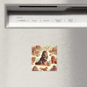 Vintage Illustration des tibetischen Mastiffs Magnet (In Situ (Geschirrspüler))