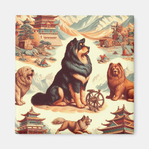 Vintage Illustration des tibetischen Mastiffs Magnet