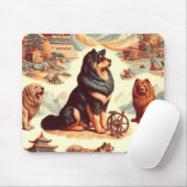 Vintage Illustration des tibetischen Mastiffs Mousepad (Mit Mouse)