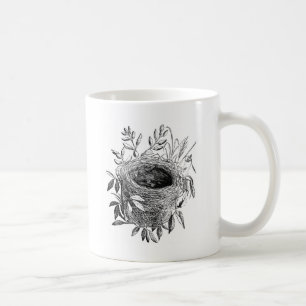Vintage Illustration des Vogelnestes Kaffeetasse