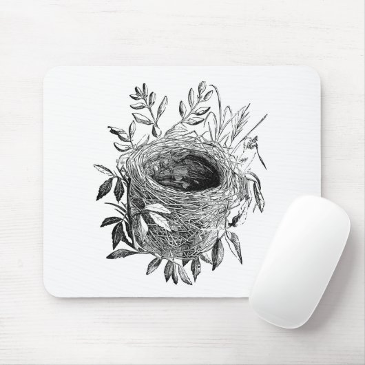 Vintage Illustration des Vogelnestes Mousepad (Mit Mouse)