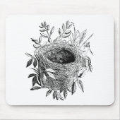 Vintage Illustration des Vogelnestes Mousepad (Vorne)