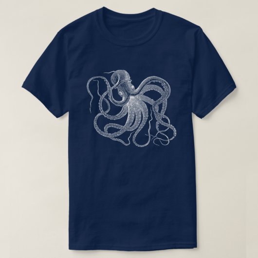 Vintage Illustration des weißen Oktopus T-Shirt (Design vorne)