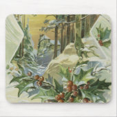 Vintage Illustration des Winterhauses Mousepad (Vorne)