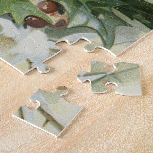 Vintage Illustration des Winterhauses Puzzle (Seite)