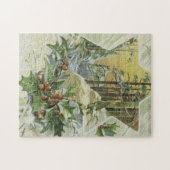 Vintage Illustration des Winterhauses Puzzle (Horizontal)