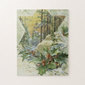 Vintage Illustration des Winterhauses Puzzle (Vertikal)