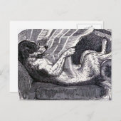 Vintage Illustration "Dog Reading Newspaper" Postkarte (Vorne/Hinten)