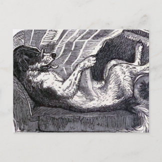 Vintage Illustration "Dog Reading Newspaper" Postkarte