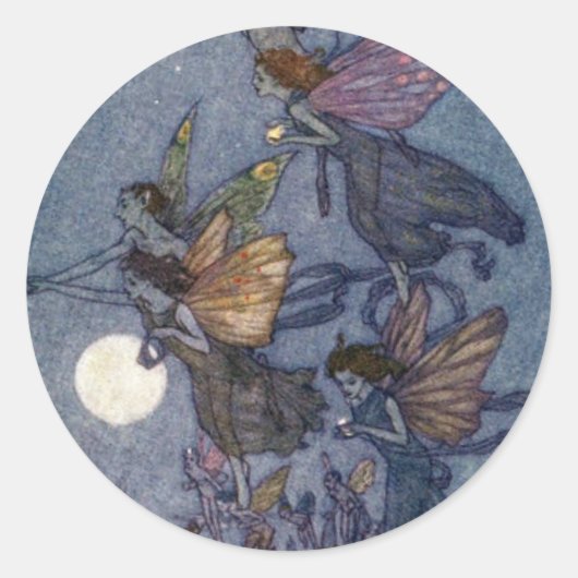 Vintage Illustration Edmund Dulac Fairies Runder Aufkleber (Vorderseite)