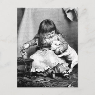 Vintage Illustration "Ein unwilliger Patient" Postkarte