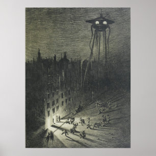 Vintage-Illustration einer Alien-Invasion Poster