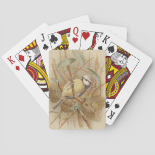 Vintage-Illustration einer Blaumeise Spielkarten