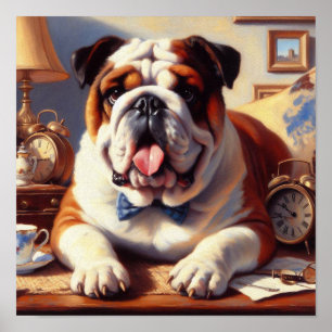 Vintage-Illustration einer englischen Bulldogge Poster