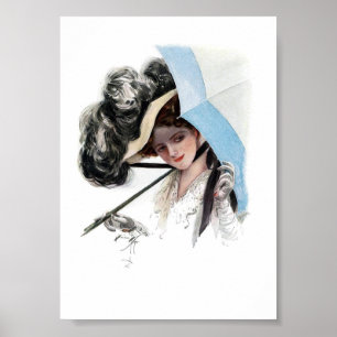 Vintage-Illustration einer Frau Poster