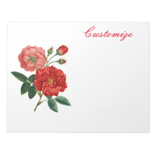 Vintage-Illustration einer roten Rose Thunder_Cove Notizblock