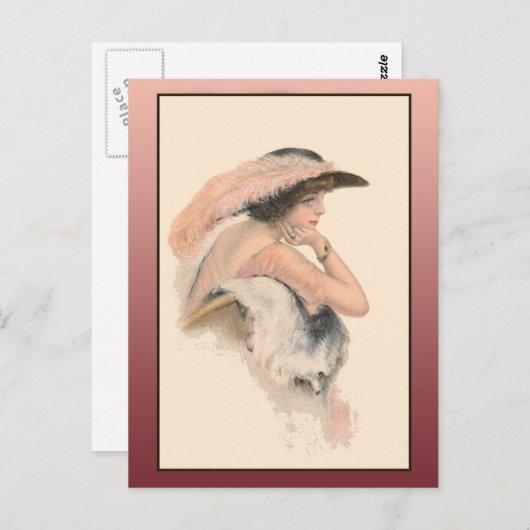 Vintage Illustration einer schönen Frau Postkarte (Vorne/Hinten)