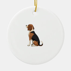 Vintage-Illustration eines Beagle-Hundes von hinte Keramik Ornament