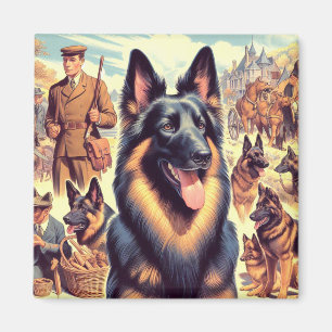Vintage-Illustration eines belgischen Tervurens Magnet