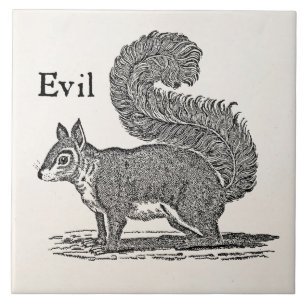 Vintage-Illustration eines bösen Eichhörnchens aus Fliese