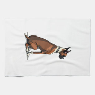 Vintage-Illustration eines Boxerhundes von hinten Geschirrtuch
