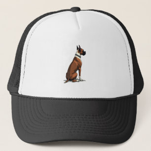 Vintage-Illustration eines Boxerhundes von hinten Truckerkappe