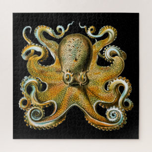 Vintage Illustration eines goldenen Oktopus Puzzle