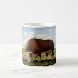 Vintage Illustration eines Hereford Stiers Kaffeetasse