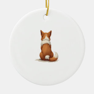 Vintage-Illustration eines Hundes von hinten auf w Keramik Ornament