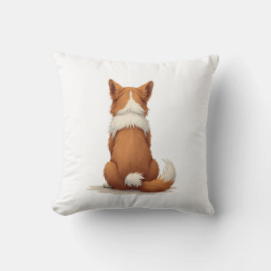 Vintage-Illustration eines Hundes von hinten auf w Kissen