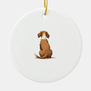 Vintage-Illustration eines Hundes von hinten in Ta Keramik Ornament