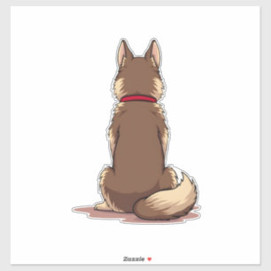 Vintage-Illustration eines Husky-Hundes von hinten Aufkleber