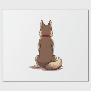 Vintage-Illustration eines Husky-Hundes von hinten Geschenkpapier