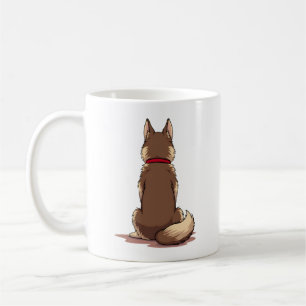 Vintage-Illustration eines Husky-Hundes von hinten Kaffeetasse