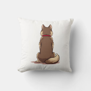 Vintage-Illustration eines Husky-Hundes von hinten Kissen