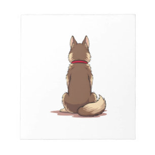 Vintage-Illustration eines Husky-Hundes von hinten Notizblock