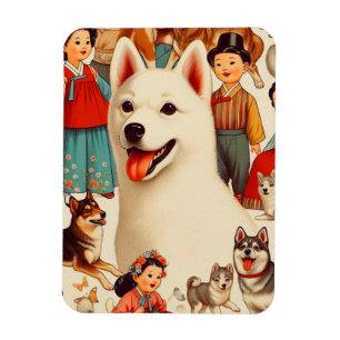 Vintage-Illustration eines koreanischen Jindo Magnet