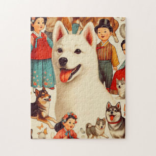 Vintage-Illustration eines koreanischen Jindo Puzzle