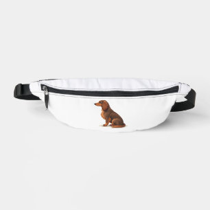 Vintage-Illustration eines langhaarigen Dachshunds Bauchtasche