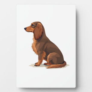 Vintage-Illustration eines langhaarigen Dachshunds Fotoplatte