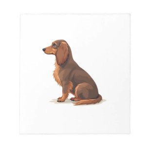 Vintage-Illustration eines langhaarigen Dachshunds Notizblock