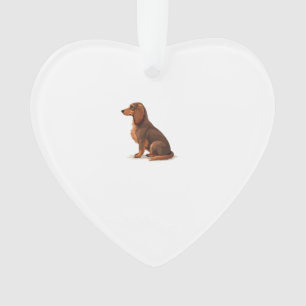 Vintage-Illustration eines langhaarigen Dachshunds Ornament