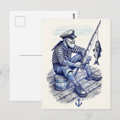 Vintage Illustration eines Nostalgischen Seemannsf Postkarte (Vorne/Hinten)