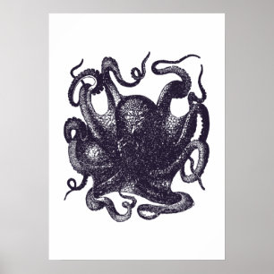 Vintage-Illustration eines Oktopus Poster